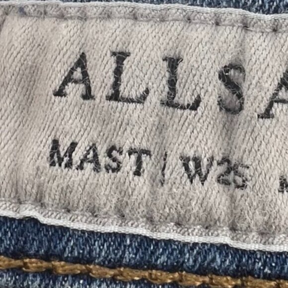 ✅ ALLSAINTS SKINNY MAST JEANS SIZE 25 MEDIUM WASH - Picture 6 of 7